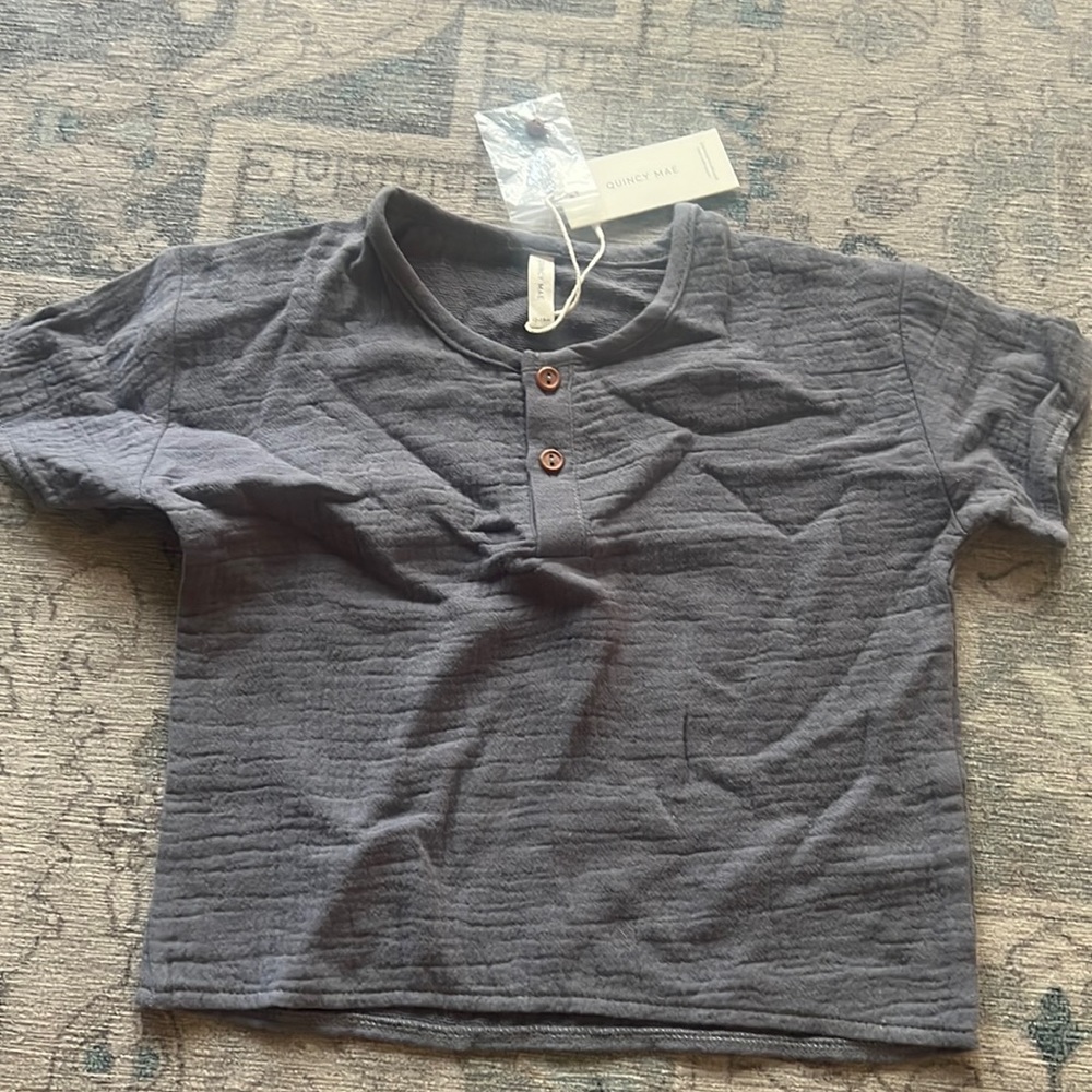 NWT Quincy mae washed indigo top
